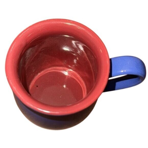 Blue & Red Ceramic Mug 10 Oz Coffee Cup By WCL Made In China Durable Modern Desi - Picture 3 of 6